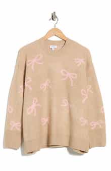 CeCe Bow Jacquard Crewneck Sweater