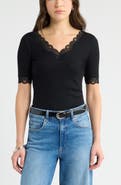 Caslon® Lace Trim Knit T-Shirt