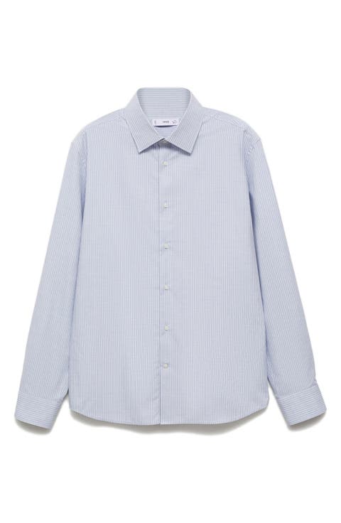 Slim Fit Pinstripe Button-Up Shirt