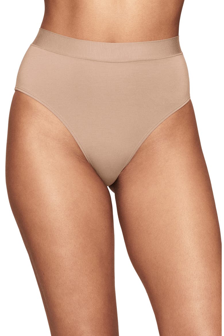The Highwaist High Cut Modal Briefs, Main, color, TAUPE