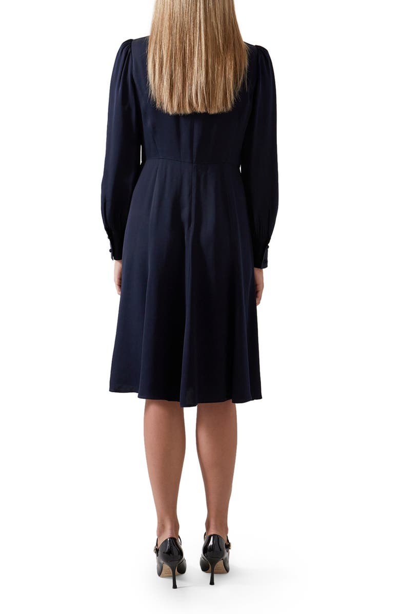 LK Bennett Mira Button Front Long Sleeve Crepe Dress, Alternate, color, 
