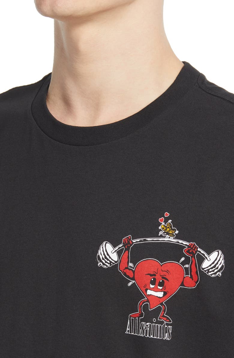 AllSaints Men
s Gains Graphic Tee, Alternate, color, Jet Black