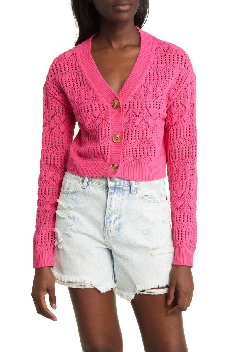 BP. Pointelle V-Neck Cardigan, Main, color,