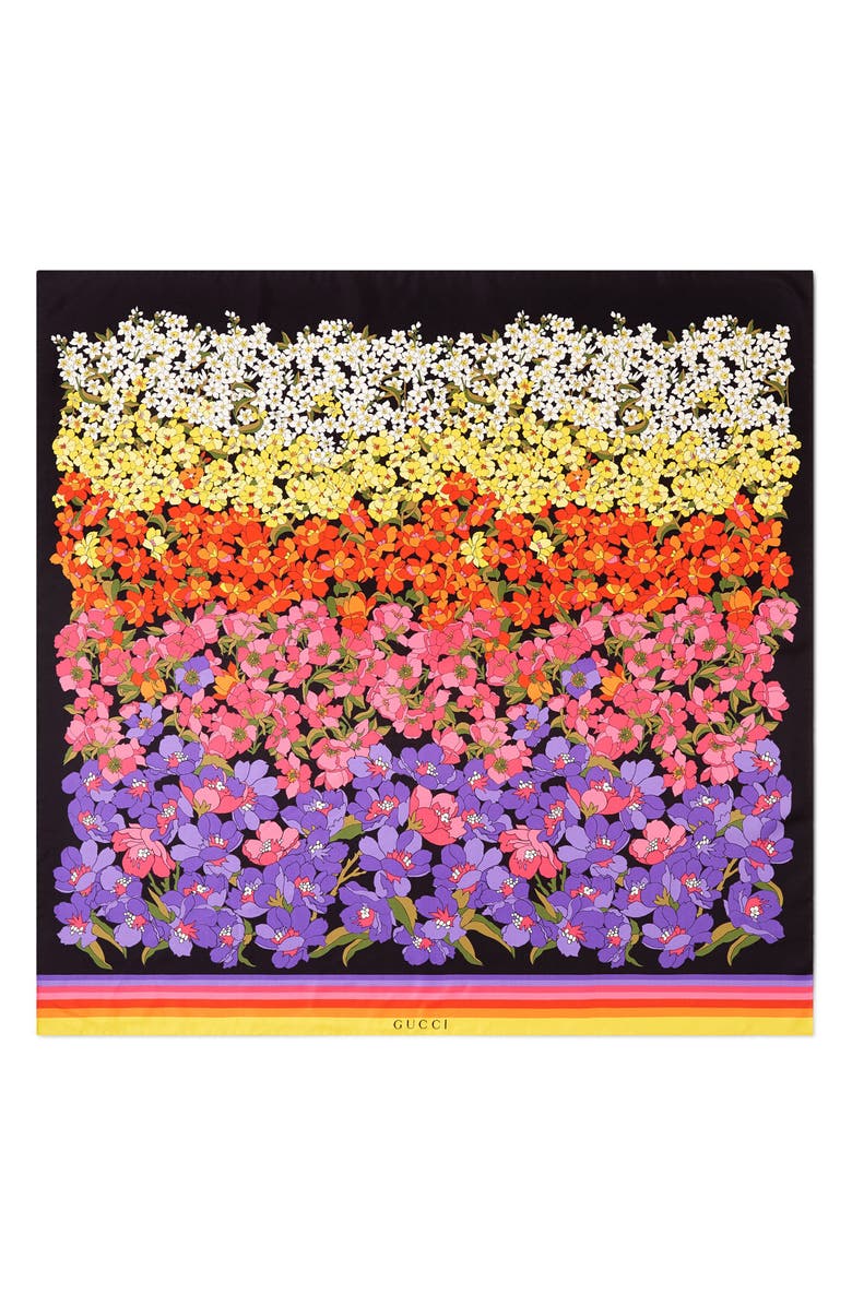 Gucci Dégradé Floral Silk Foulard Scarf, Main, color,
