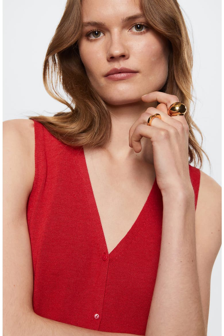 Oversize Button Front Sweater Vest, Alternate, color, STRAWBERRY