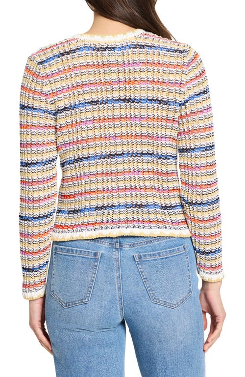 Nic + Zoe Nic+zoe Coastal Crochet Knit Jacket In Neutral Multi