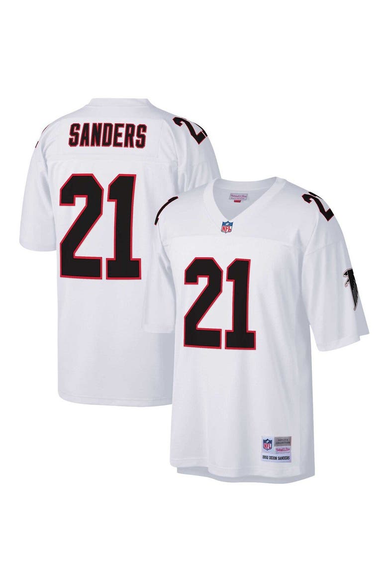 Men's Mitchell & Ness Deion Sanders White Atlanta Falcons Big & Tall 1992 Retired Player Replica Jersey, Main, color, White
