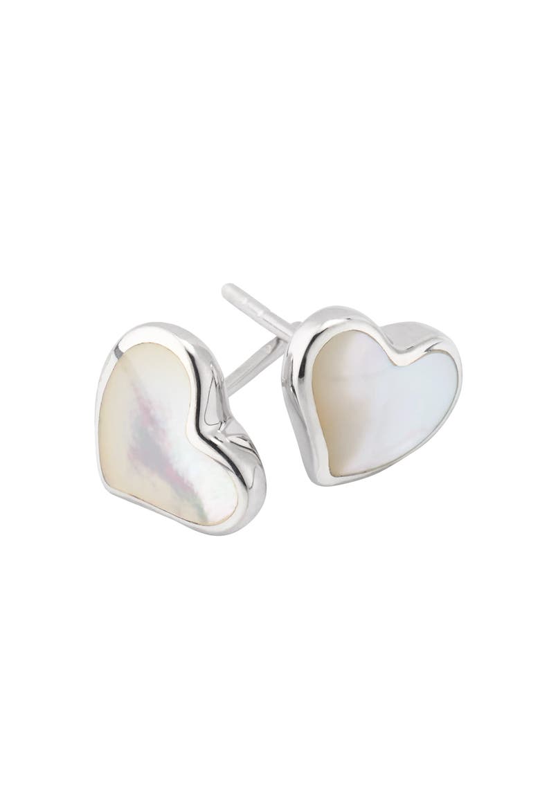 Heart Stud Earring Set In Sterling Silver, Main, color, White