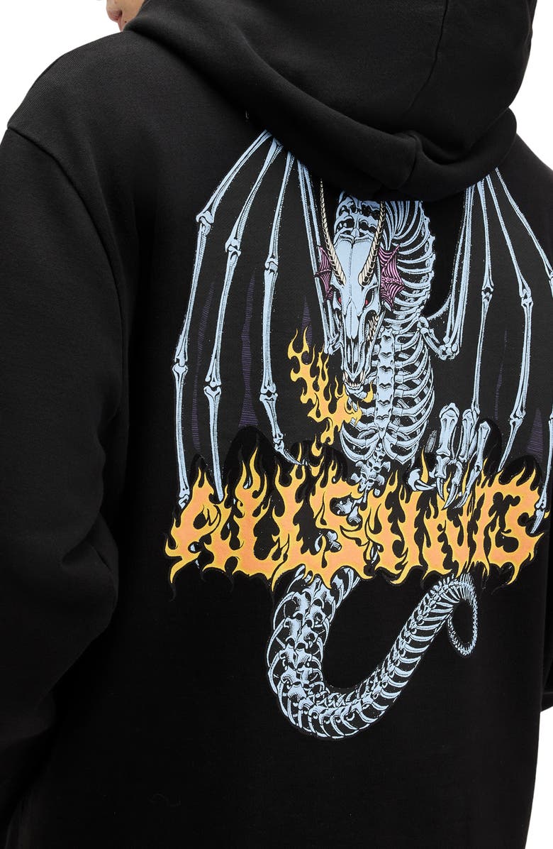 AllSaints Dragon Skull Graphic Hoodie, Alternate, color, 