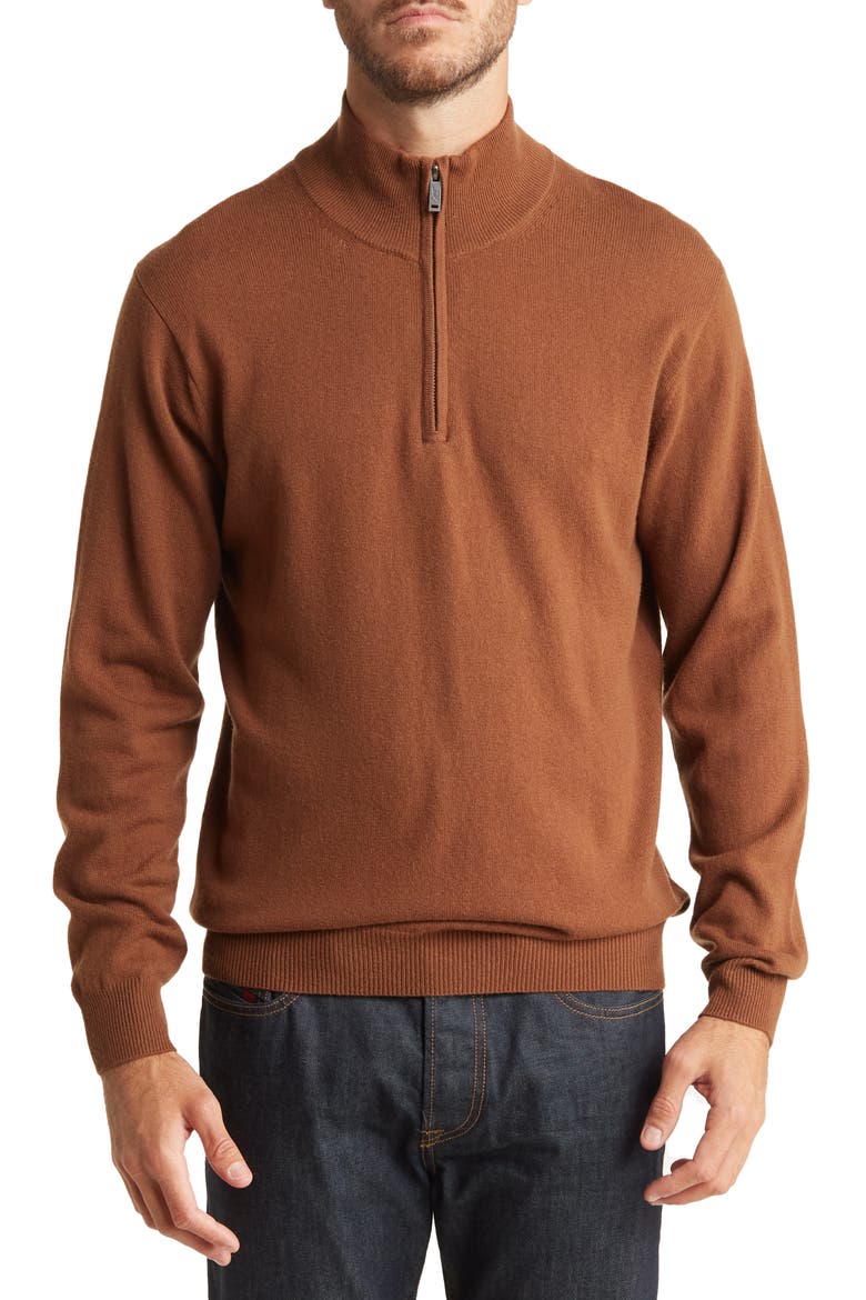 Cashmere Merino Half-Zip Sweater, Main, color, GINGER