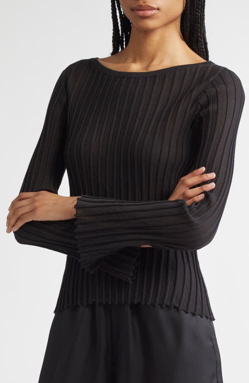 Loulou De Saison Mabille Ribbed Boat-neck T-shirt In Black