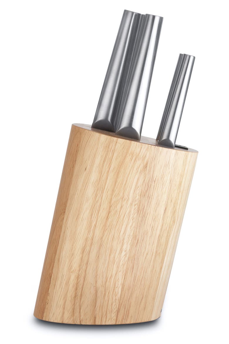 Eclipse 6-Piece Stainless Steel Knife Block Set, Alternate, color, SILVER