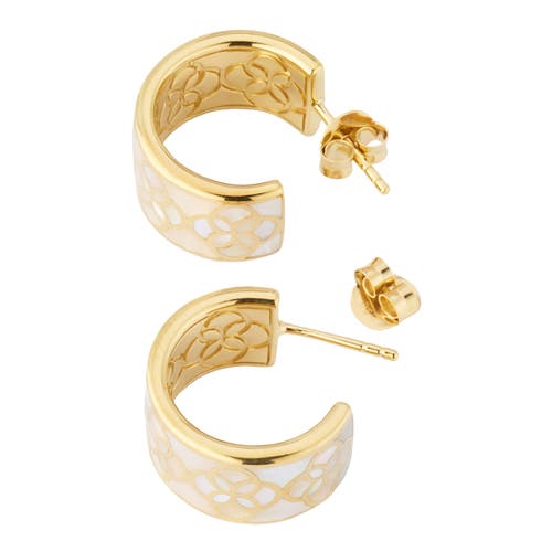 Jan Leslie Petal Gemstone With 18k Gold Overlay Sterling Huggie Earring In White