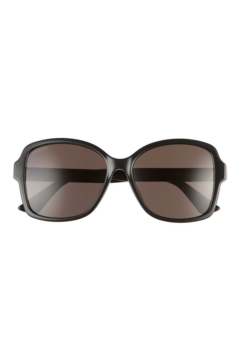 57mm Rectangular Sunglasses, Main, color, BLACK/ GREY