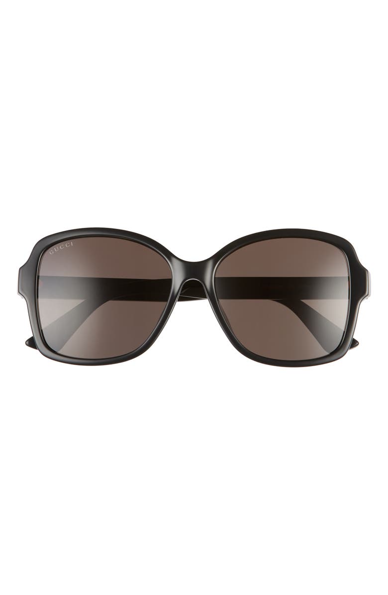 Gucci 57mm Rectangular Sunglasses, Main, color, Black/ Grey