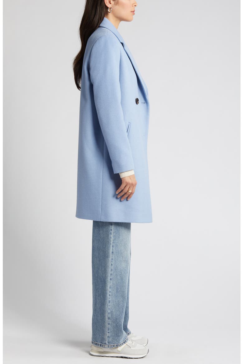 Double Breasted Wool Blend Coat, Alternate, color, SKY BLUE