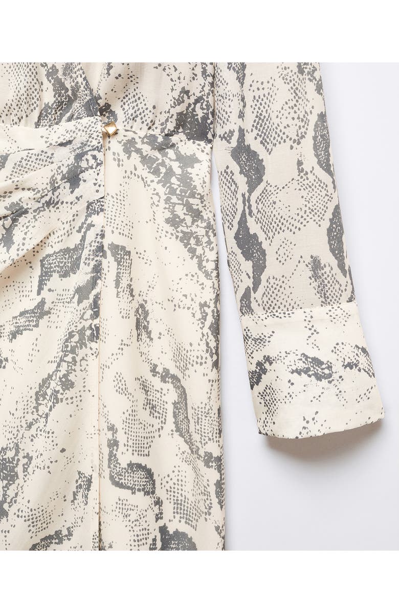MANGO Snakeskin Print Long Sleeve Wrap Shirtdress, Alternate, color, 