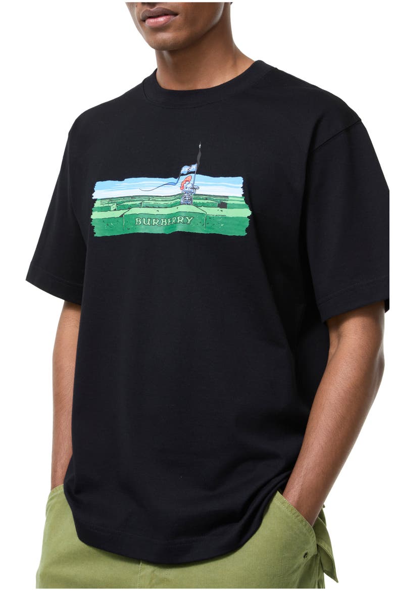 Maze Cotton T-shirt, Main, color, Black