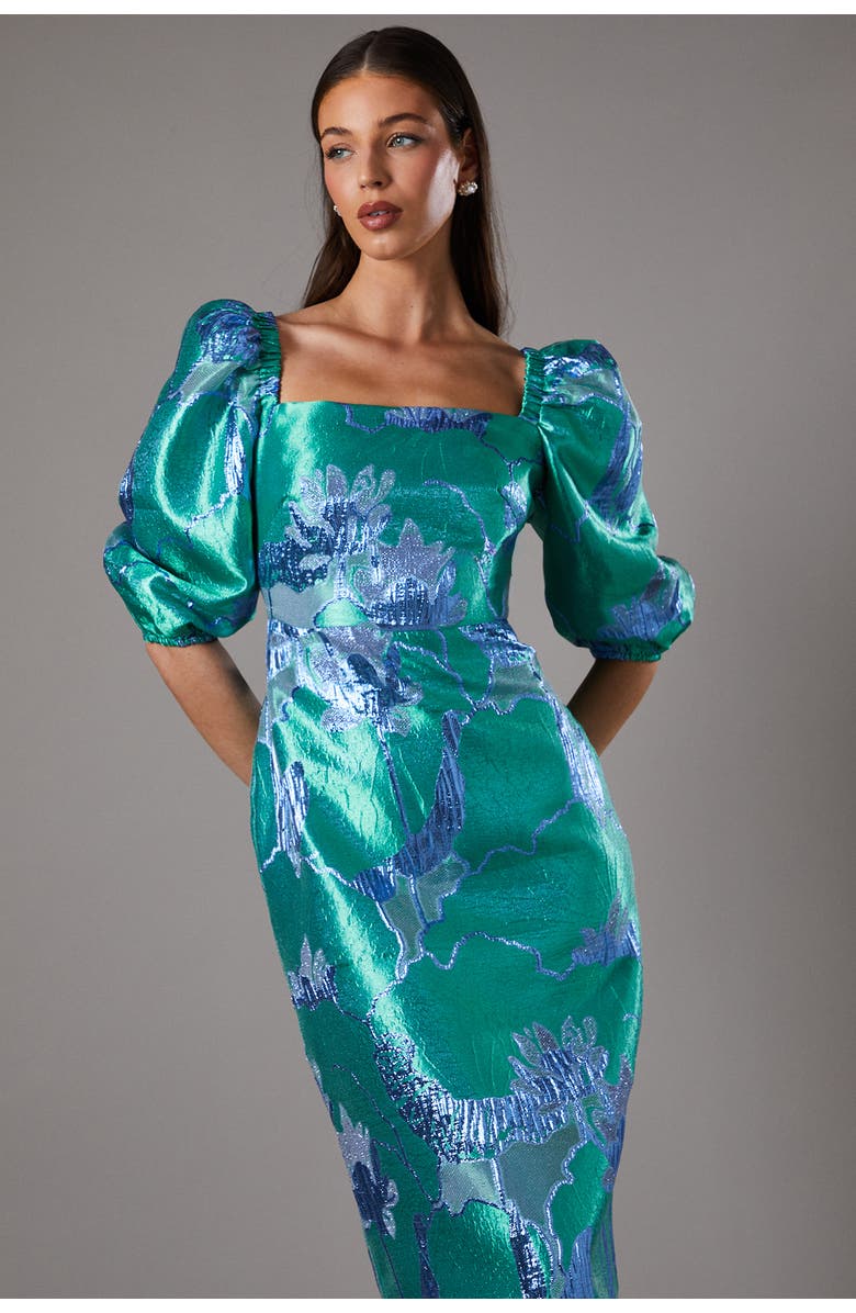 Coast Bubble Sleeve Jacquard Dress, Alternate, color, Green