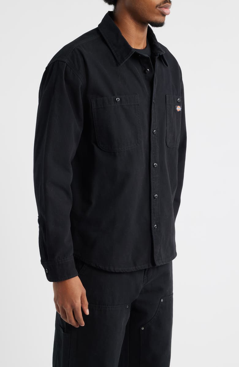 Dickies Johnsonville Relaxed Fit Cotton Canvas Button-Up Shirt, Alternate, color, Black