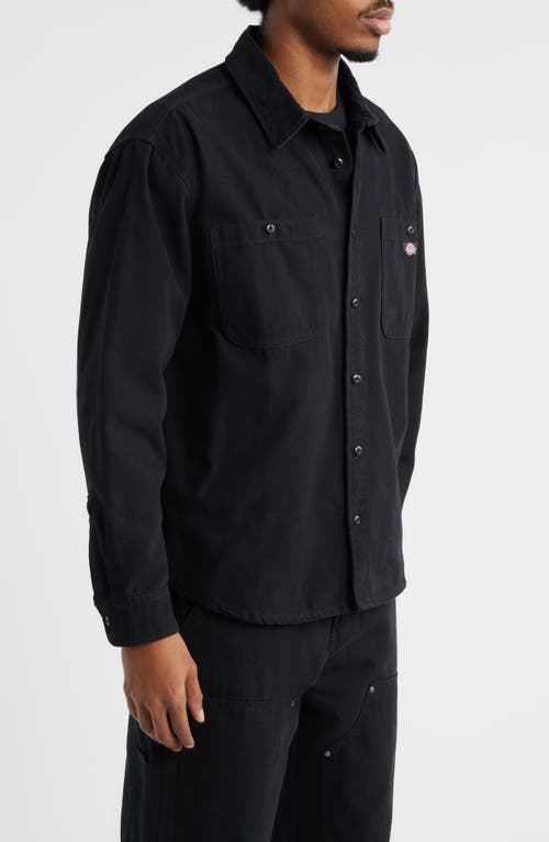 Dickies Johnsonville Relaxed Fit Cotton Canvas Button-up Shirt In Black