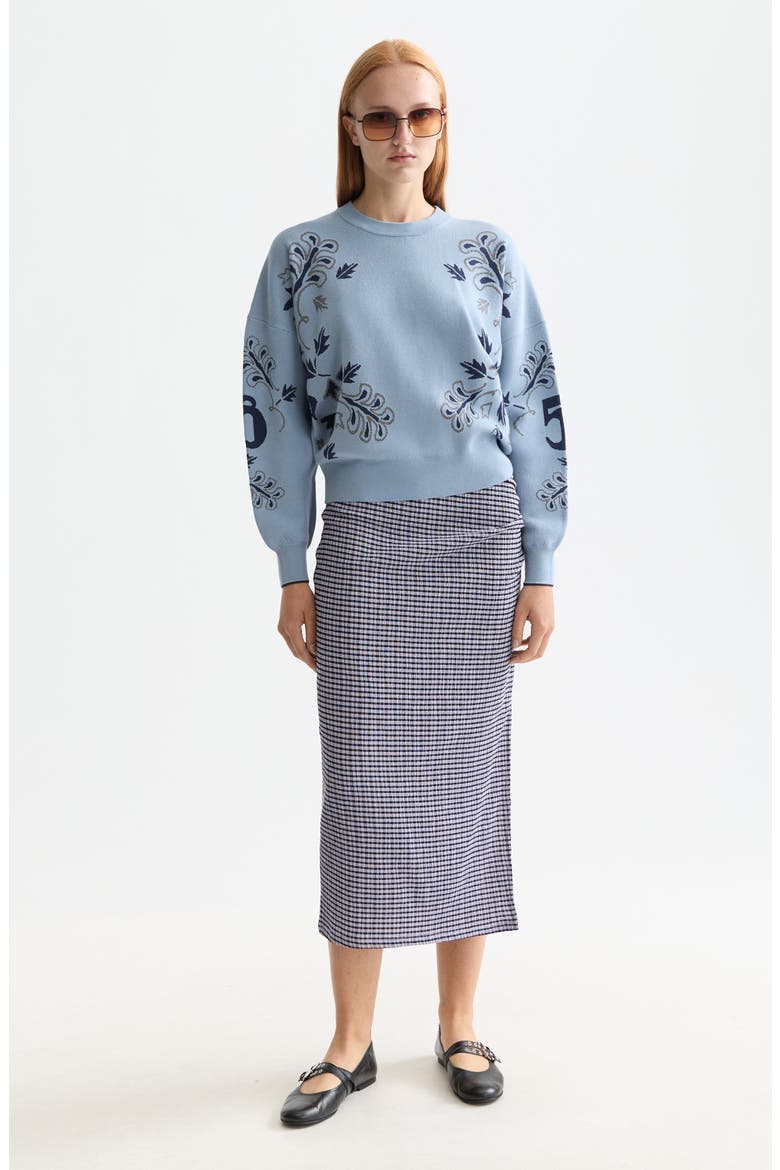 Relaxed Jacquard Pullover, Alternate, color, FADED DENIM