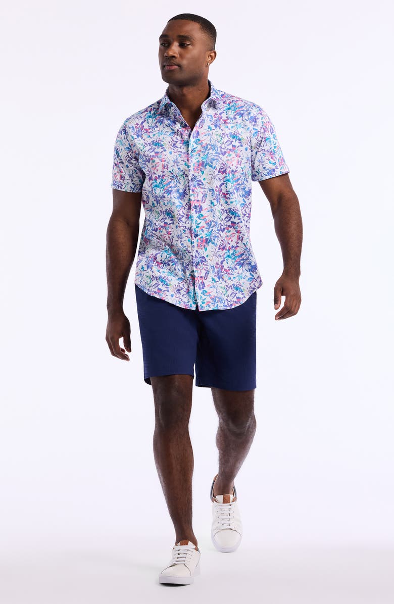 Robert Graham Jerome Short Sleeve Cotton Button-Up Shirt, Alternate, color, White/ Multi Floral