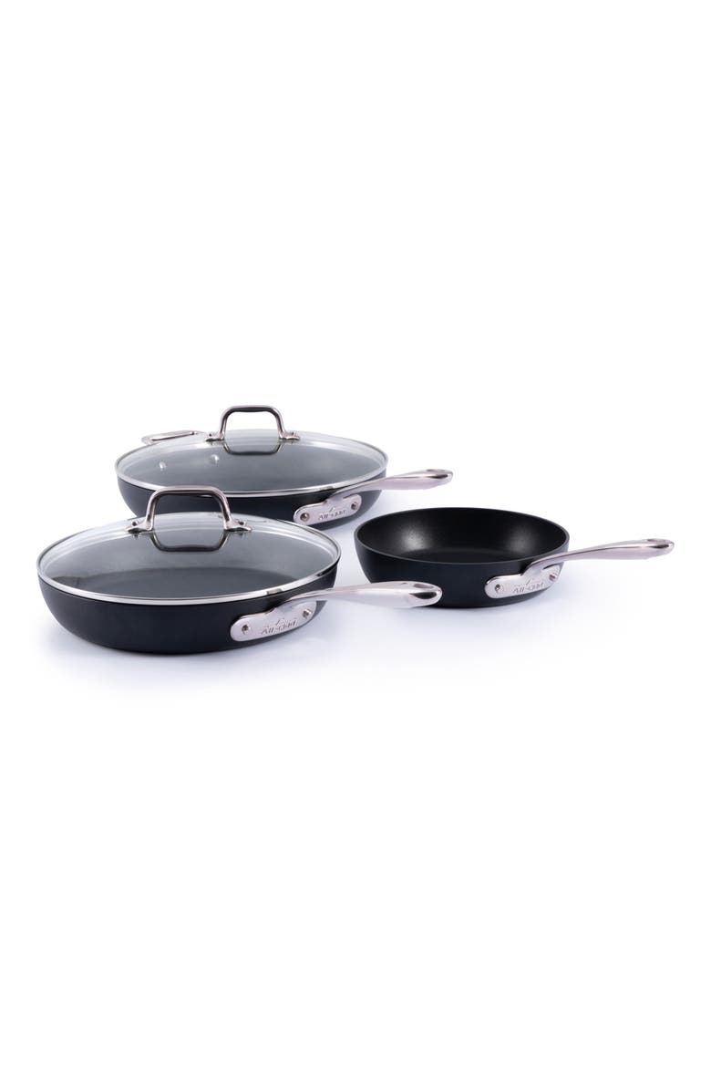 HA1 Expert Hard Anodized Nonstick 5-Piece Cookware Set, Main, color, BLACK