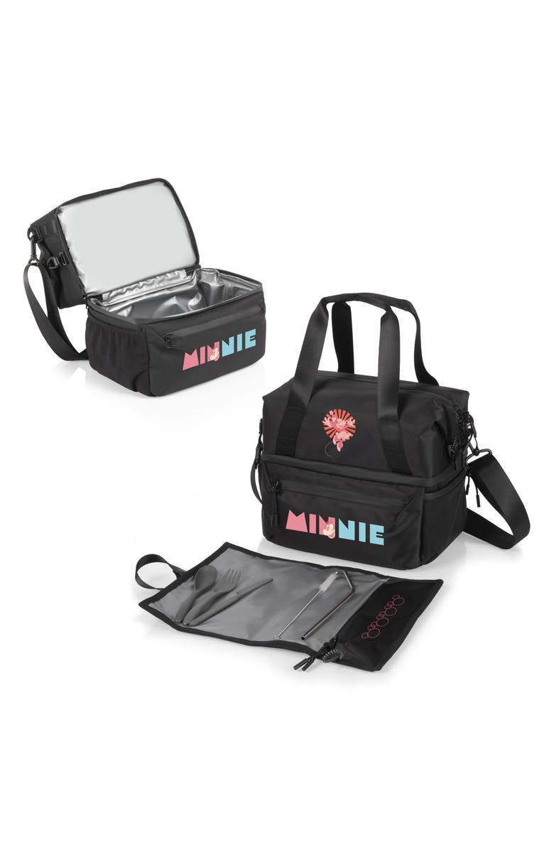 Picnic Time x Disney<sup>®</sup> Tarana Cooler Lunch Tote Bag & Utensils, Alternate, color, Minnie/ Black