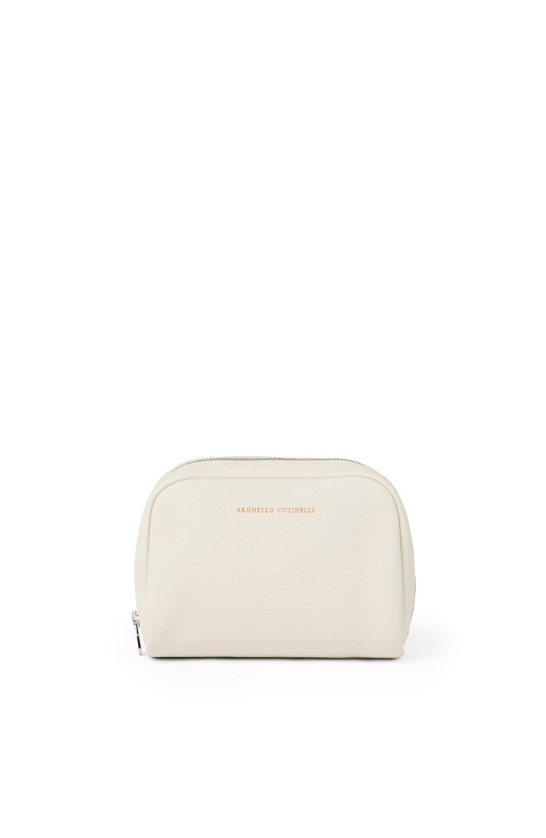 Brunello Cucinelli Calfskin beauty case, Main, color, Chalk