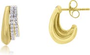 The Lovery Fine Jewelry Triple CZ Huggie Hoop Earrings