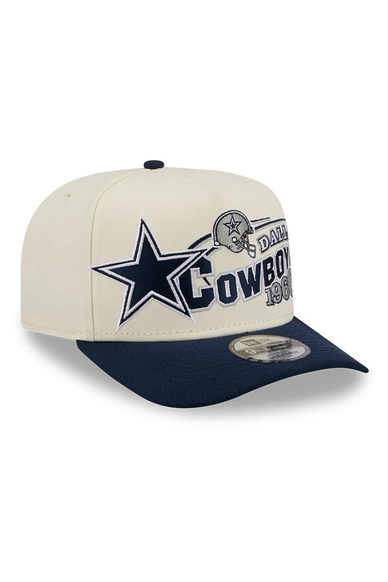 Men's New Era  Cream/Navy Dallas Cowboys Classic A-Frame 9FIFTY Adjustable Hat, Alternate, color, Cream