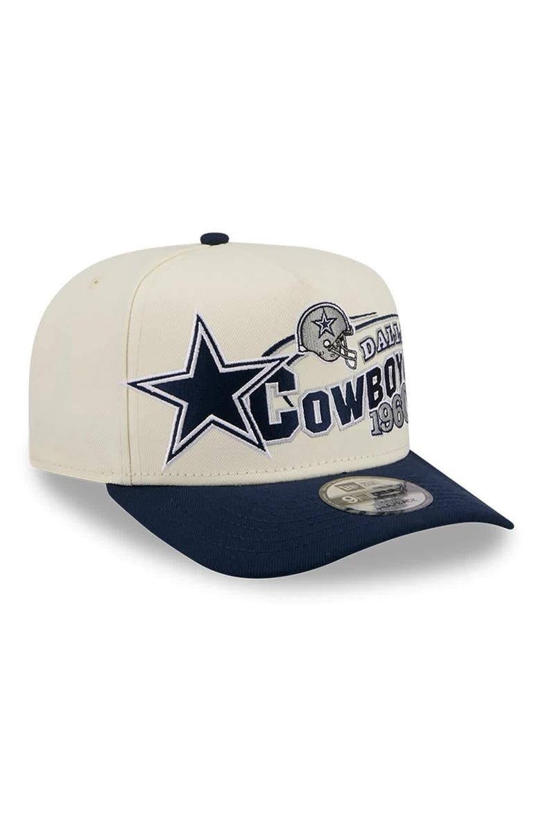 New Era Men's New Era  Cream/Navy Dallas Cowboys Classic A-Frame 9FIFTY Adjustable Hat, Alternate, color, Cream