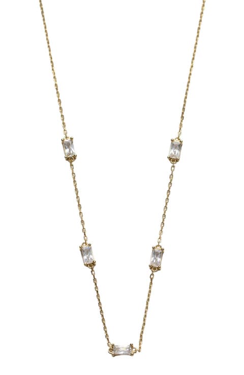 Baguette Cubic Zirconia Station Necklace