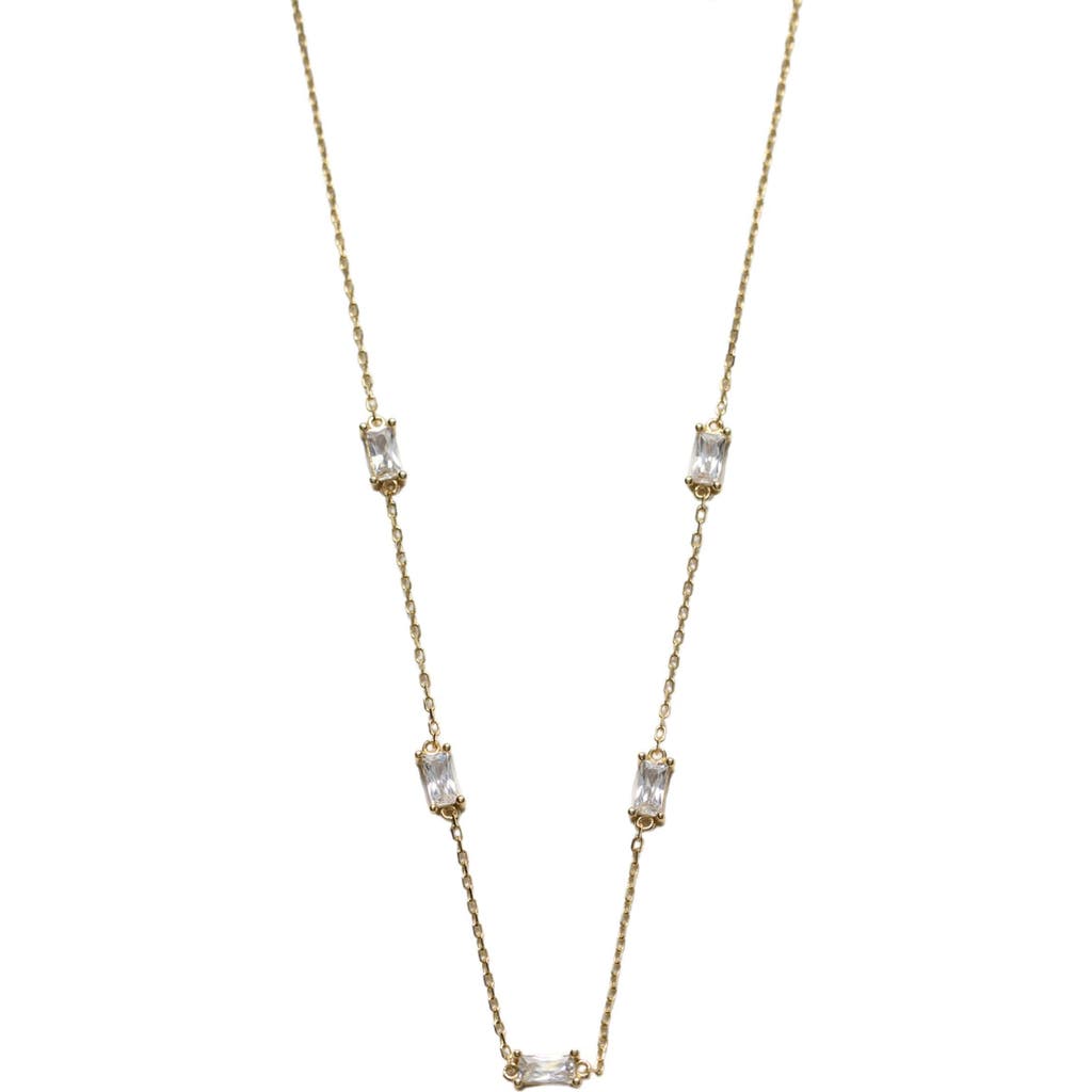 Argento Vivo Sterling Silver Baguette Cubic Zirconia Station Necklace In Gold