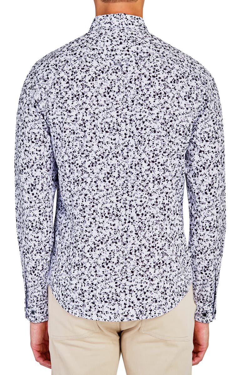 Brooklyn Brigade Mini Floral Recycled 4-Way Stretch Performance Long Sleeve Shirt, Alternate, color, White
