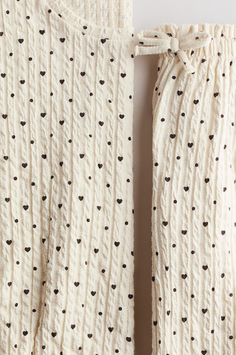 2-piece Textured Jersey Set, Alternate, color, Cream/hearts