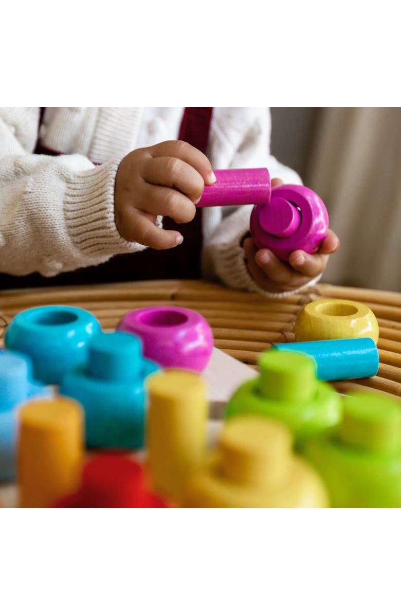 HABA Rainbow Whirls Wooden Sorting & Stacking Rings Shape Sorter, Educational Toys for 2 Year Old & Up, Color Sorting Fine Motor Toys, Made in Germany, Alternate, color, Multi