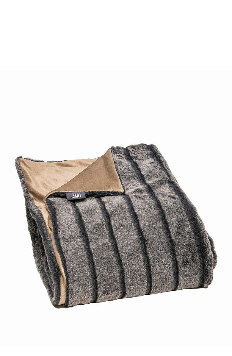 LUXE Faux Fur Throw - 50" x 60" - Glacier Grey, Main, color, Glacier Grey