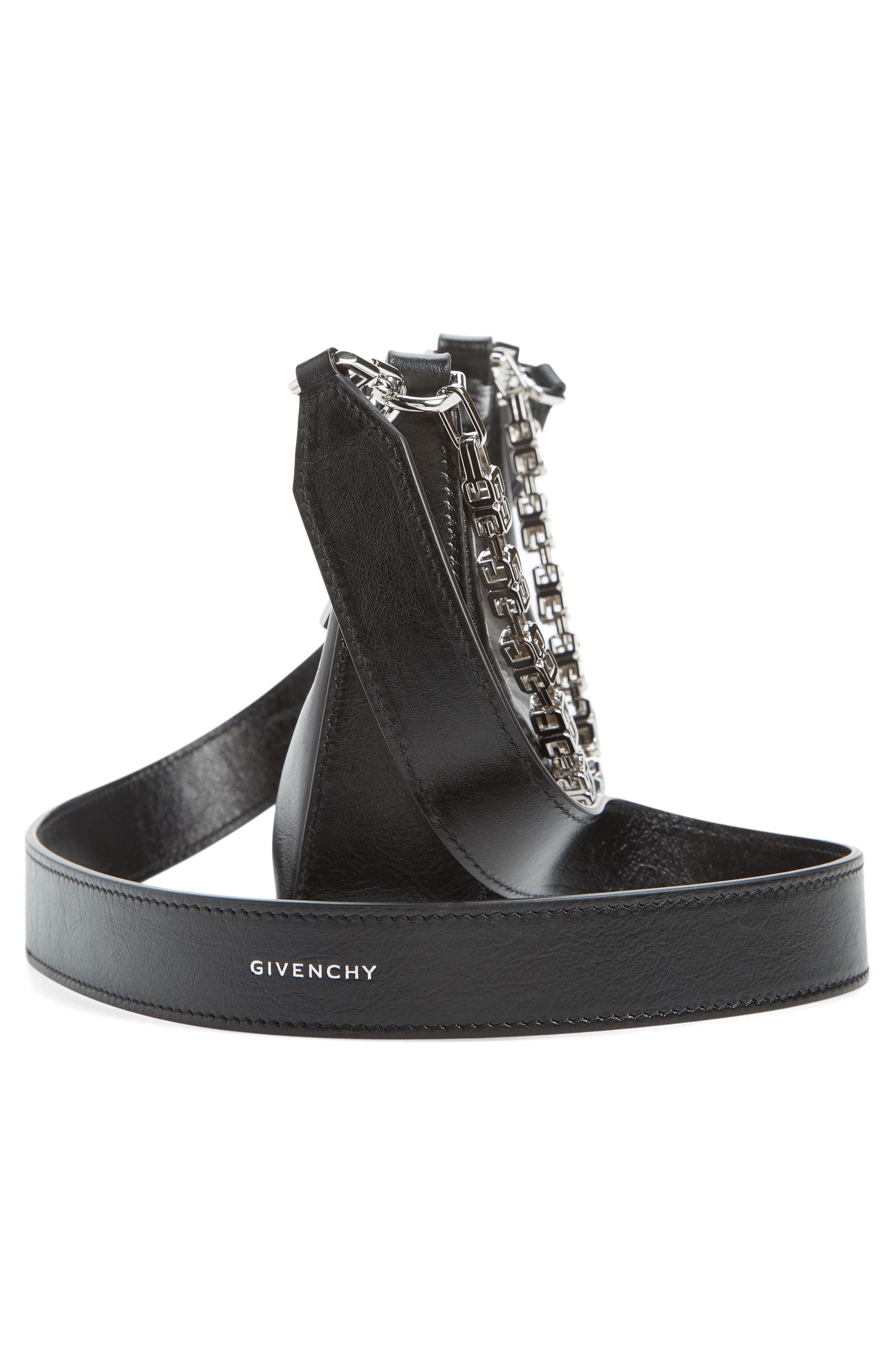 Givenchy Mini Moon Cutout Calfskin Leather Hobo Bag, Alternate, color, 