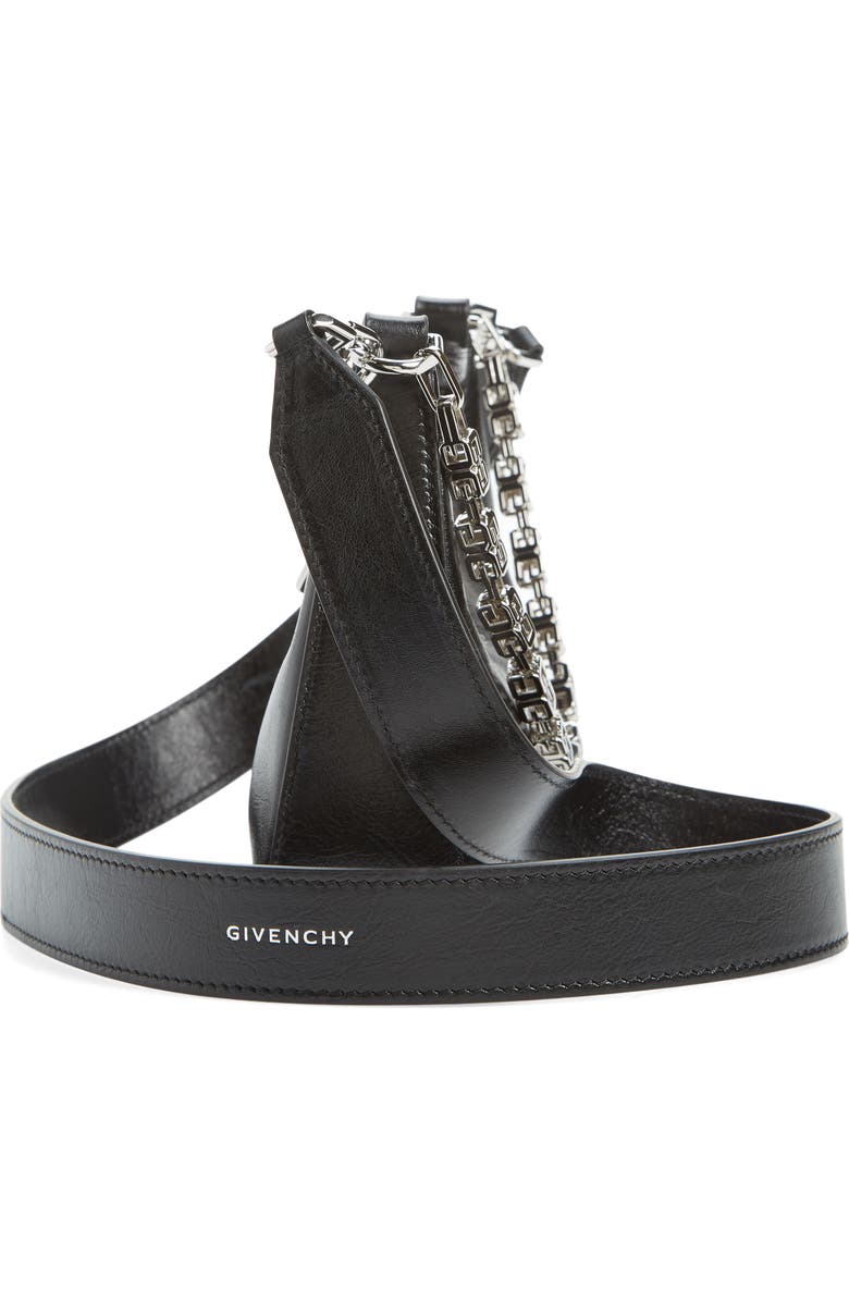 Givenchy Mini Moon Cutout Calfskin Leather Hobo Bag, Alternate, color,