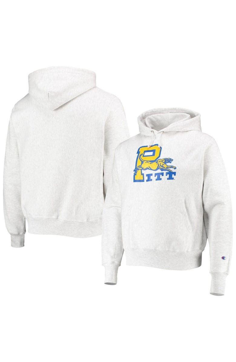 Champion Men's Champion Heathered Gray Pitt Panthers Team Vault Logo Reverse Weave Pullover Hoodie, Main, color, 
