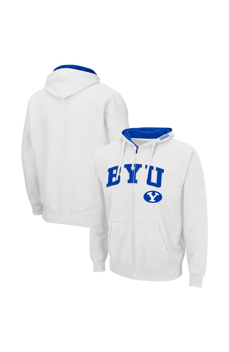COLOSSEUM Men's Colosseum White BYU Cougars Arch & Team Logo 3.0 Full-Zip Hoodie, Alternate, color,