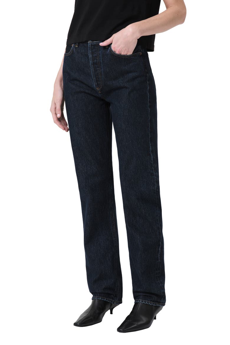 '90s Pinch Waist High Waist Straight Leg Organic Cotton Jeans, Alternate, color, POLISHED