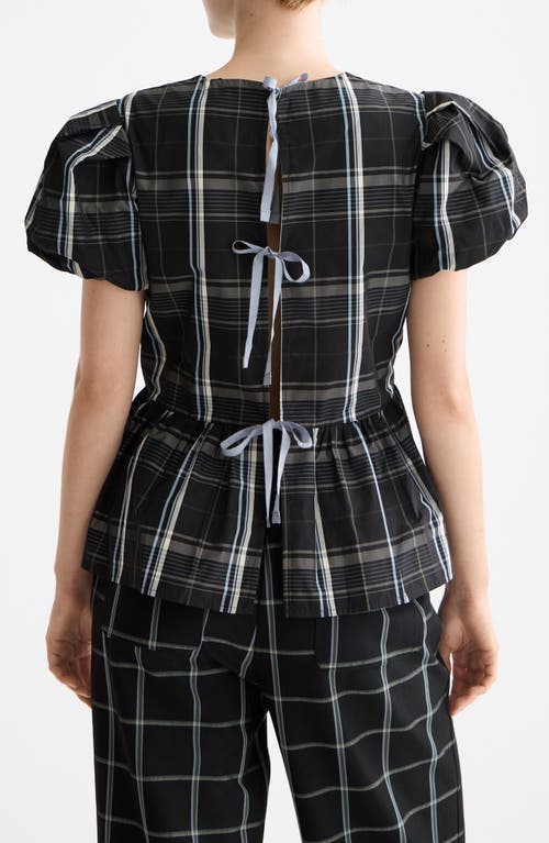 Scotch & Soda Check Taffeta Top In Black