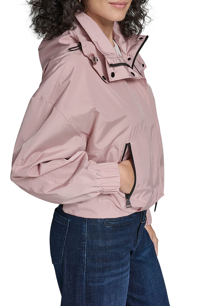 Short Hooded Logo Rain Jacket, Alternate, color, BLUSH