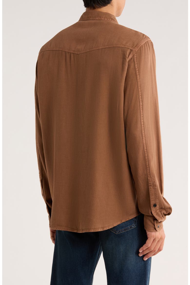 Herringbone Washed Western Shirt, Alternate, color, MUSTANG BROWN