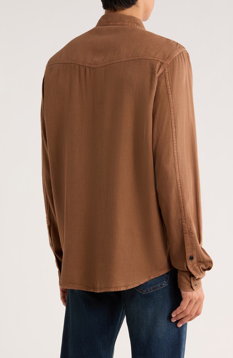 Lucky Brand Herringbone Washed Western Shirt, Alternate, color, Mustang Brown