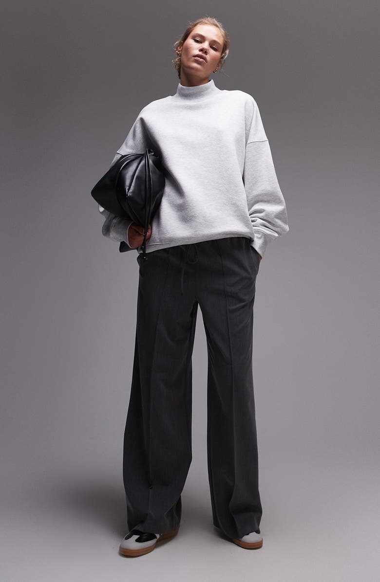 Topshop Oversize Mock Neck Sweatshirt, Main, color,