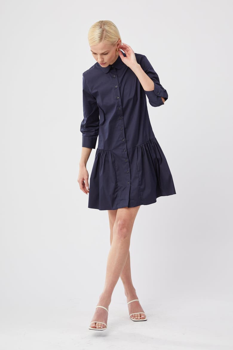 The Drop Waist Shirt Dress, Alternate, color, Navy